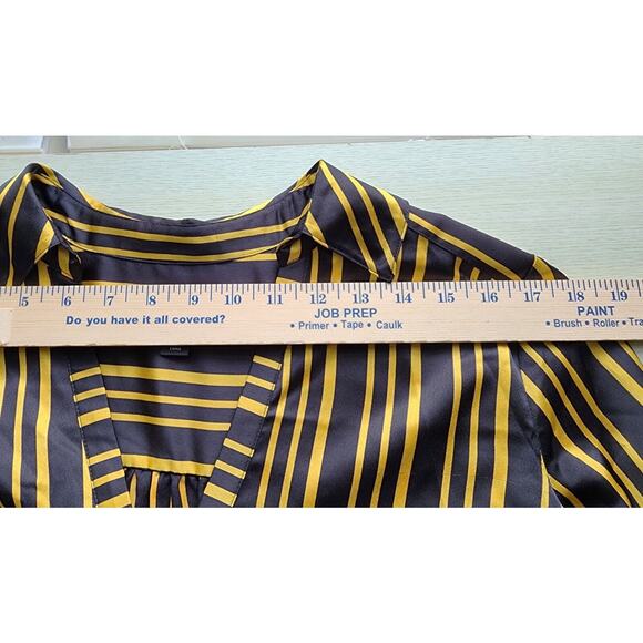 Top/Blouse-INC-International Concepts-Black-Gold-Striped-Long Sleeves-Long Top-M - Picture 10 of 16